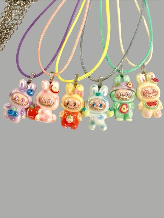 Alaska wild Rose designs￼ Other - Lot of 6 Handmade Labubu Bunny Charm Necklaces on cords w/ extenders 1 of a kind